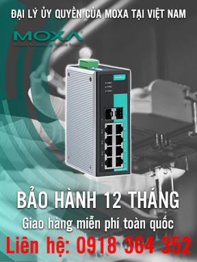 EDS-G308-2SFP-T - Bộ chuyển mạch Gigabit Ethernet không quản lý với 6 cổng 10/100 / 1000BaseT (X) - 2 khe cắm kết hợp 10/100 / 1000BaseT (X) hoặc 100 / 1000BaseSFP - Nhiệt độ hoạt động -40 đến 75 ° C - Moxa Việt Nam
