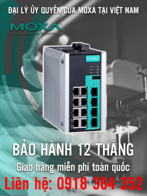 EDS-G512E-4GSFP-T - Bộ chuyển mạch Ethernet có quản lý 12 cổng Gigabit với 8 cổng 10/100 / 1000BaseT (X) - 4 khe cắm Gigabit SFP - Nhiệt độ hoạt động -40 đến 75 ° C - Moxa Việt Nam