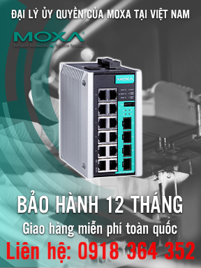 EDS-G516E-4GSFP-T - Bộ chuyển mạch Ethernet có quản lý -16 cổng Gigabit với 12 cổng 10/100 / 1000BaseT (X) - 4 khe cắm Gigabit SFP - Nhiệt độ hoạt động -40 đến 75 ° C - Moxa Việt Nam