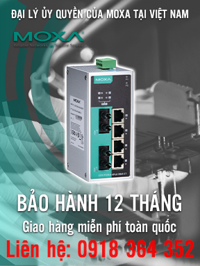EDS-P206A-4PoE-MM-ST - Bộ chuyển mạch Ethernet không quản lý với 4 cổng PoE - 2 cổng đa chế độ 100Base FX với đầu nối ST - Nhiệt độ hoạt động -10 đến 60 ° C - Moxa Việt Nam
