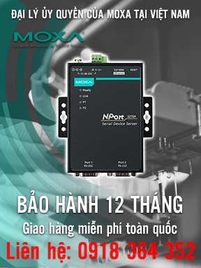 NPort 5210A - Bộ chuyển đổi 10/100M Ethernet sang 2 cổng RS-232 - Bảo vệ chống sét lan truyền - Nhiệt độ hoạt động  0 đến 60 ° C - Moxa Việt Nam