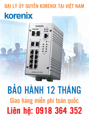 JetNet 5210G - Bộ chuyển mạch Ethernet 8 cổng FE,  2 cổng Gigabit tích hợp quản lý - Korenix Việt Nam