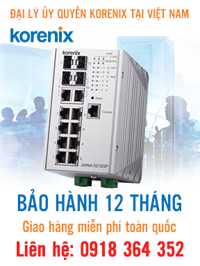 JetNet 5212GP-2C2F-U - Bộ chuyển mạch Ethernet PoE 480W -  tích hợp quản lý - Korenix Việt Nam