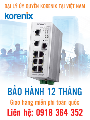 JetNet 5208GP - Bộ chuyển mạch Ethernet 8 cổng 180W tích hợp quản lý - Korenix Việt Nam