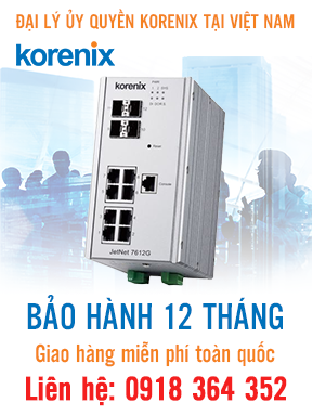 JetNet 7612G-4F - Bộ chuyển mạch cáp quang Ethernet 12 cổng Gigabit tích hợp quản lý - Korenix Việt Nam