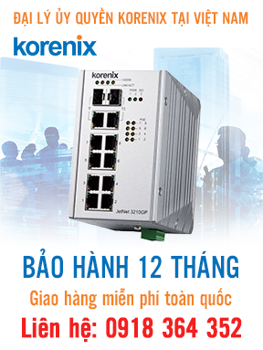 JetNet 3210GP-2C - Bộ chuyển mạch Ethernet 10 cổng, 2 cổng Gigabit - Nguồn DC - Korenix Việt Nam