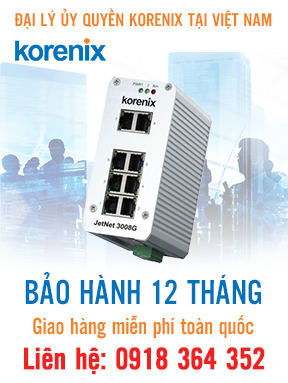 JetNet 3008G - Bộ chuyển mạch Ethernet công nghiệp 8 cổng Gigabit - Korenix Việt Nam