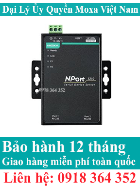 Nport 5210 ; Bộ chuyển đổi 2 cổng Serial RS232 sang 2 cổng Ethernet; Đại Lý Moxa Việt Nam