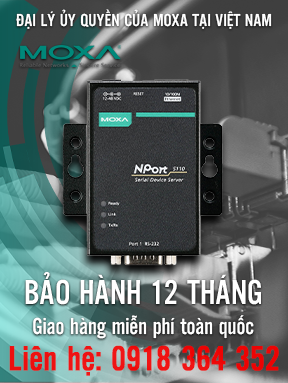 NPort 5110-T - Bộ chuyển đổi 1 cổng RS-232 - Nhiệt độ hoạt động -40 đến 75°C - Moxa Việt Nam