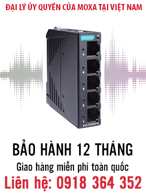 EDS-G2005-EL-T, Switch Công Nghiệp 5 Cổng 10/100/1000 Mbps, -40 đến 75°C, Moxa Việt Nam