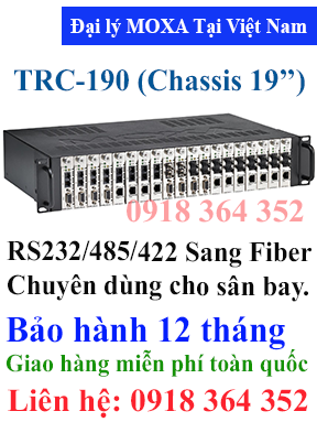 Thiết bị chuyển đổi tín hiệu RS232/485/422 sang quang TRC-190 Kiểu lắp Rack 19'