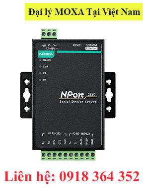 NPort 5230-T Bộ chuyển đổi 2 cổng RS232/485/422 sang Ethernet Moxa Việt Nam Moxa Vietnam