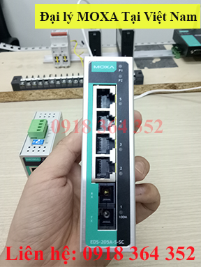 EDS-205A-S-SC: Switch công nghiệp 4 cổng 10/100BaseT(X), và 1 cổng quang 100BaseFX single-mode SC port, -10 đến 60°C, Moxa Việt Nam Đại Lý Moxa Việt Nam