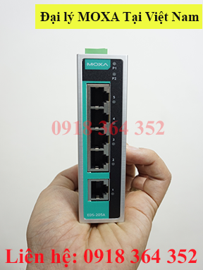 EDS-205A-T: Switch công nghiệp 5 cổng 10/100BaseT(X), nhiệt độ từ -40 đến 75°C, Moxa Việt Nam Đại Lý Moxa Việt Nam