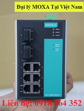 EDS-508A-MM-SC: Switch công nghiệp 6 cổng 10/100BaseT(X), 2 cổng quang 100BaseFX multi mode SC port, nhiệt độ từ 0 đến 60°C, Moxa Việt Nam Đại Lý Moxa Việt Nam